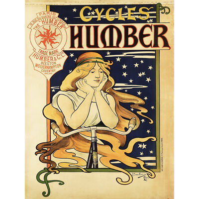 Bresster Humber Cycles Französischer Jugendstil Vintage Reklame XL Leinwand Kunstdruck