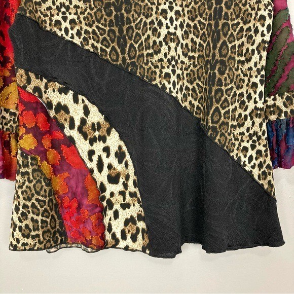 Calessa Patchwork Split V-Neck Ruffled Sleeve Top… - image 6