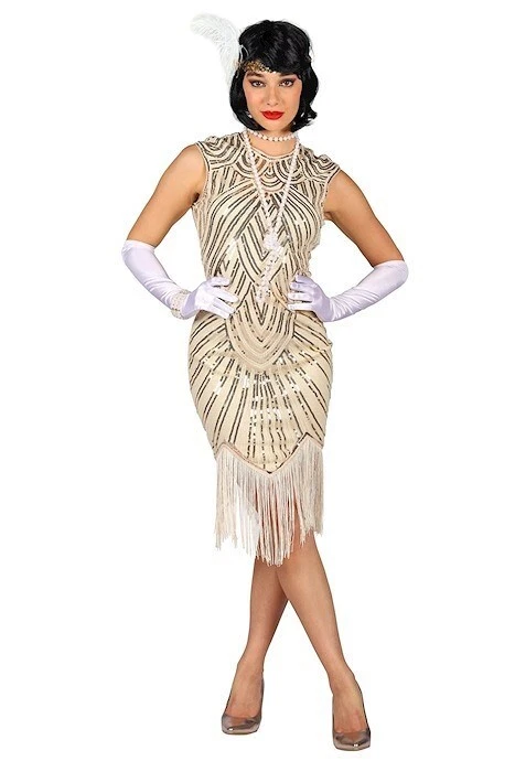 gold flapper dress uk Deluxe Sequinned Gold Flapper Costume – Midlands Fancy Dress Redditch main image 1
