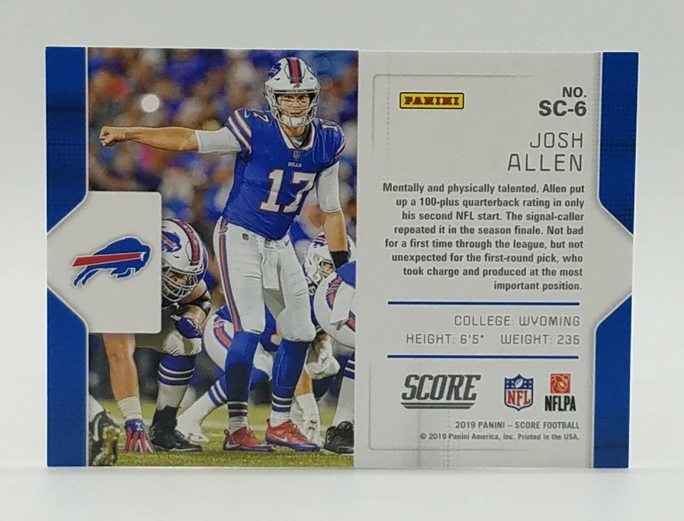 2019 Score Josh Allen Signal Callers #SC-6 Buffalo Bills 🔥🔥 - Image 2 of 2
