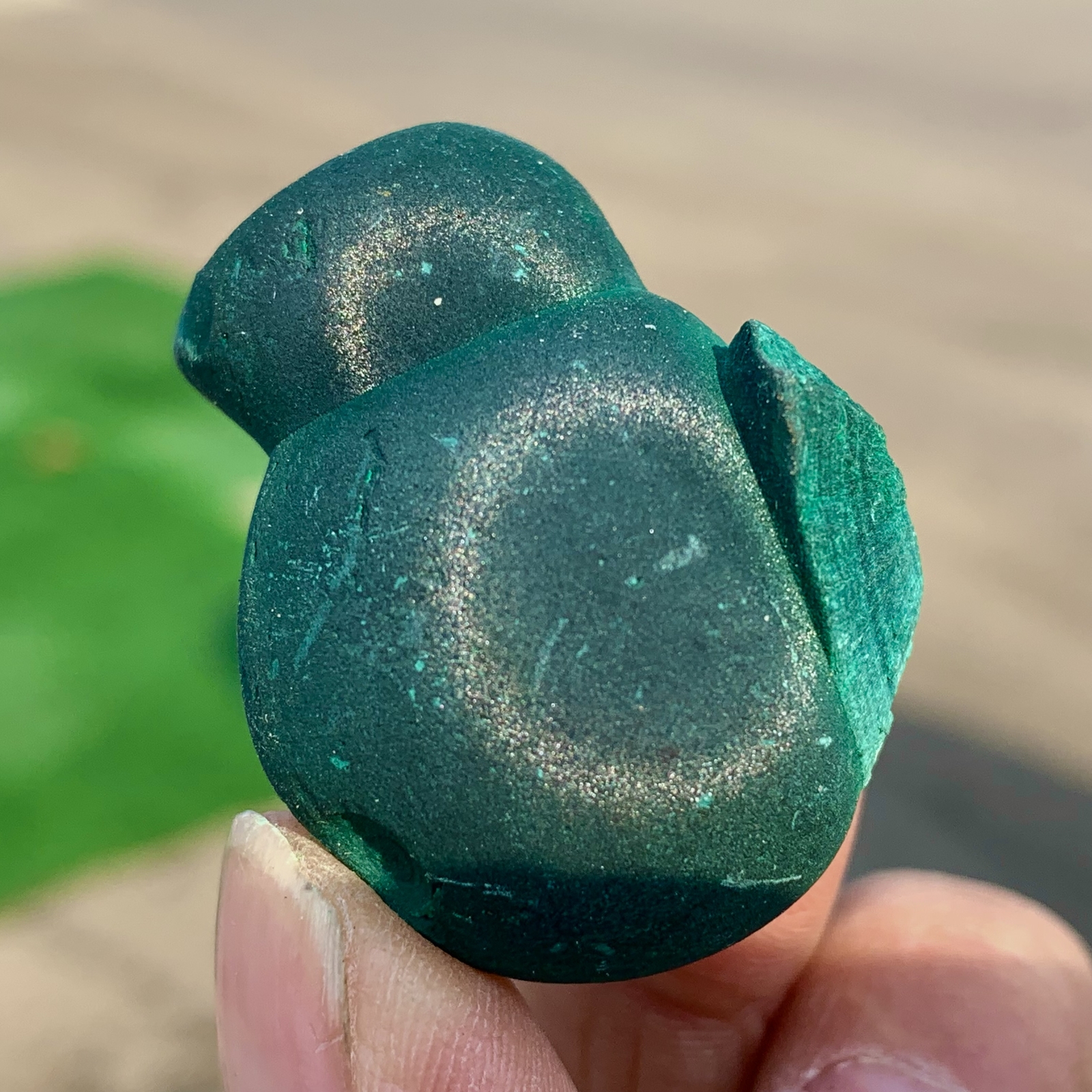 38G Natural velvet Malachite stone cat eye cluster rough mineral sample