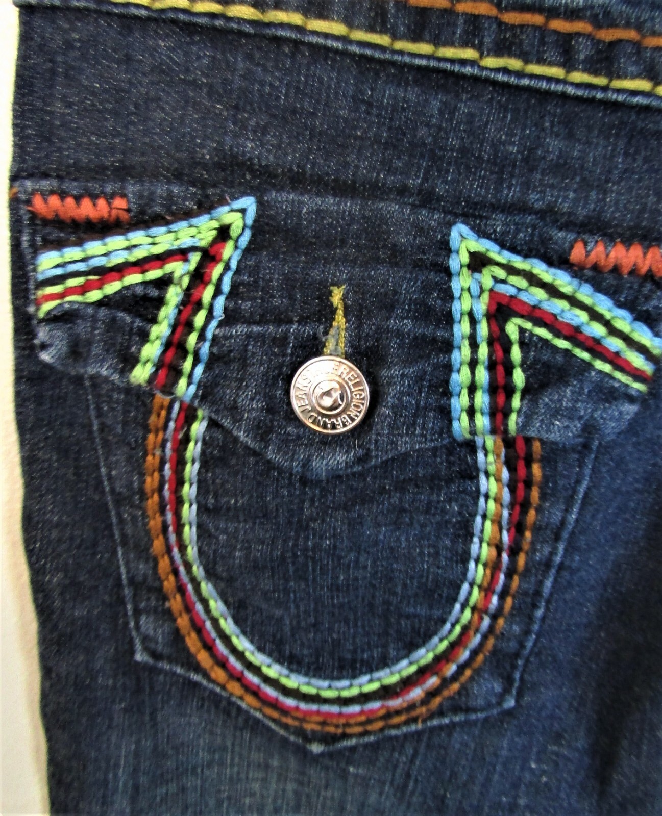 True Religion women's 100% cotton skinny flare jeans, size 26 Bobby, with embroi thumbnail 3