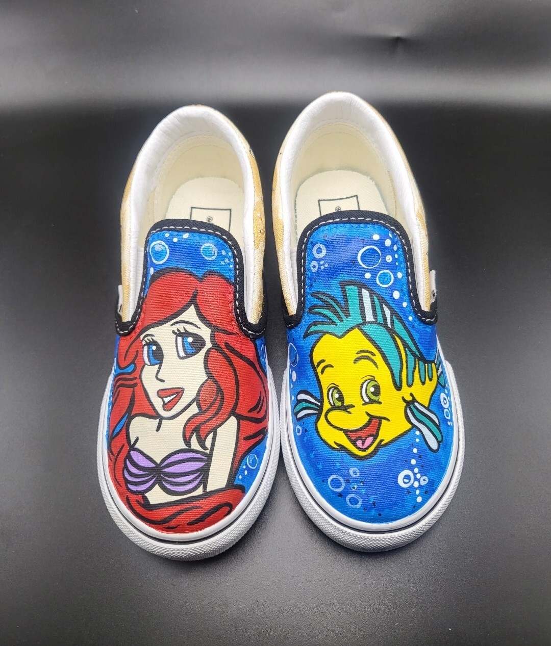 Custom Hand Painted Vans Shoes Little Mermaid Flounder Size 10 for little kids