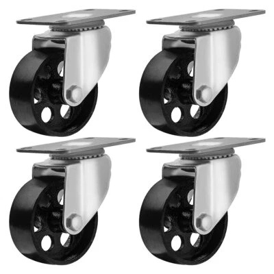 ONLINE BEST SERVICE 4 All Steel Swivel Plate Caster Wheels w Brake Lock Heavy Duty High-Gauge Steel