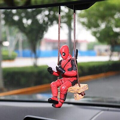 Funny Anime Car mirror hanging accessories Pendant Reading Deadpool  Ornaments