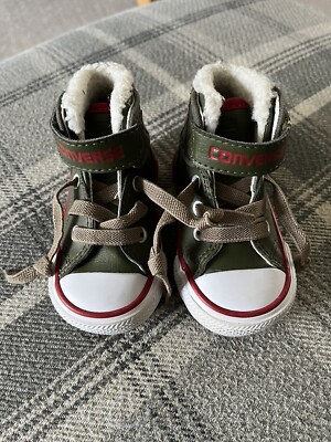 Converse All Star High Loopback GS Boys' Leather Trainers Khaki Size  UK