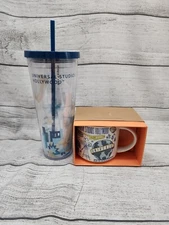 Universal Studios Hollywood Starbucks Mug 14oz & Acrylic Tumbler 24oz Set. New