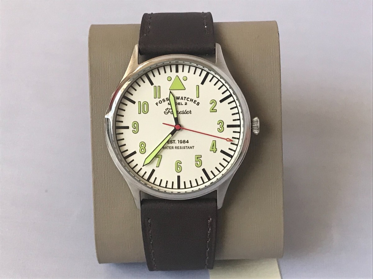 Fossil Forrester Watch Silver Dial Brown Leather Strap FS5610 42mm