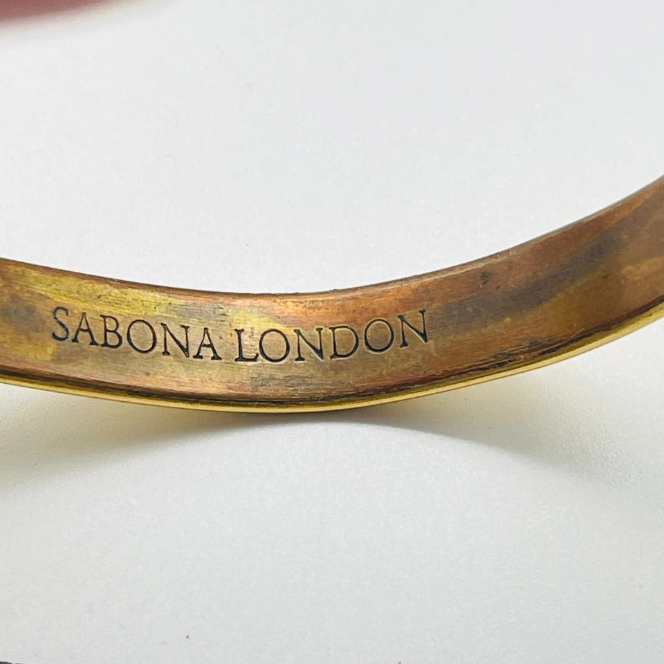Brazalete Brazalete Ajustable Acanalado SABONA LONDON Tono Dorado Hecho en EE. UU. Foto 4 de 4