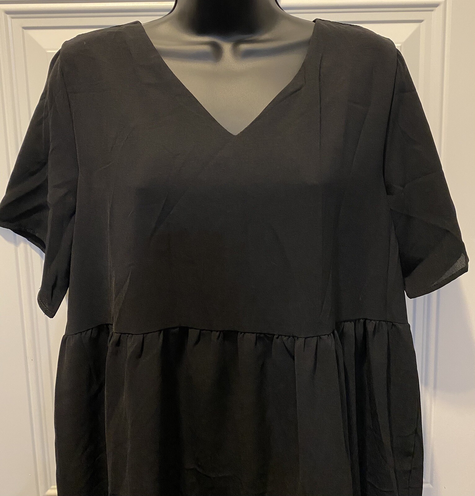 Cherfly Loose-Fit Short-Sleeve Swing Dress Women’s Size M(8-10) Black ...