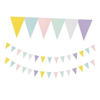 Pastel-Rainbow Party-Decorations Banner,2 Pack Baby Shower Pastel