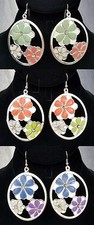 Floral Hoop Earrings  YOUR CHOICE  3 Styles to choose  2" Drop