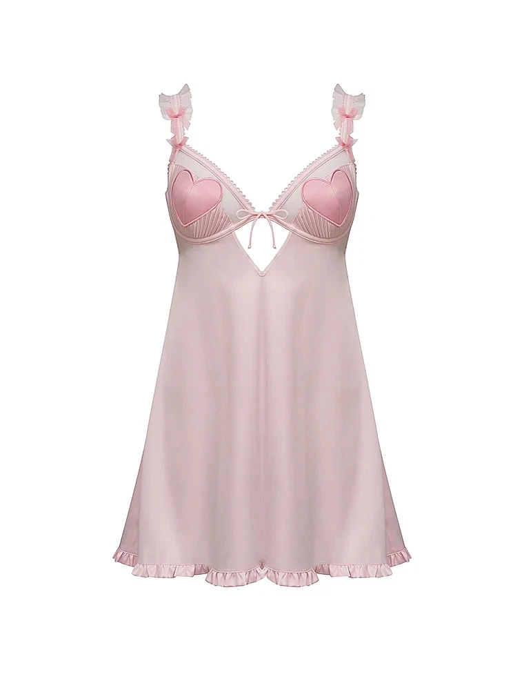 VALENTINO Abito slip cuore For Love And Lemons rosa XS NUOVO
