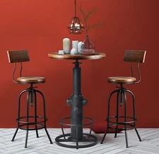 3-Piece Bar Height Table & Stools Sets for Cocktail Bistro Home Pub Party, Weld 