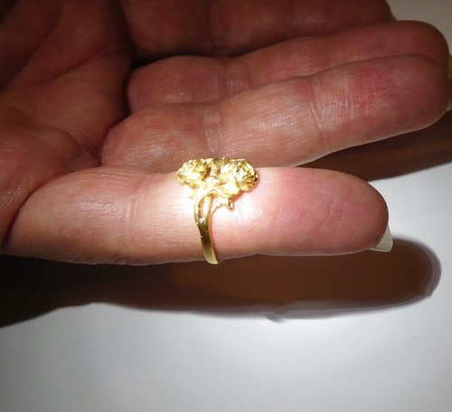 Authentic Original French Art Nouveau Belle Epoque 18K Gold Roses Flowers Ring🌹 - Picture 8 of 9