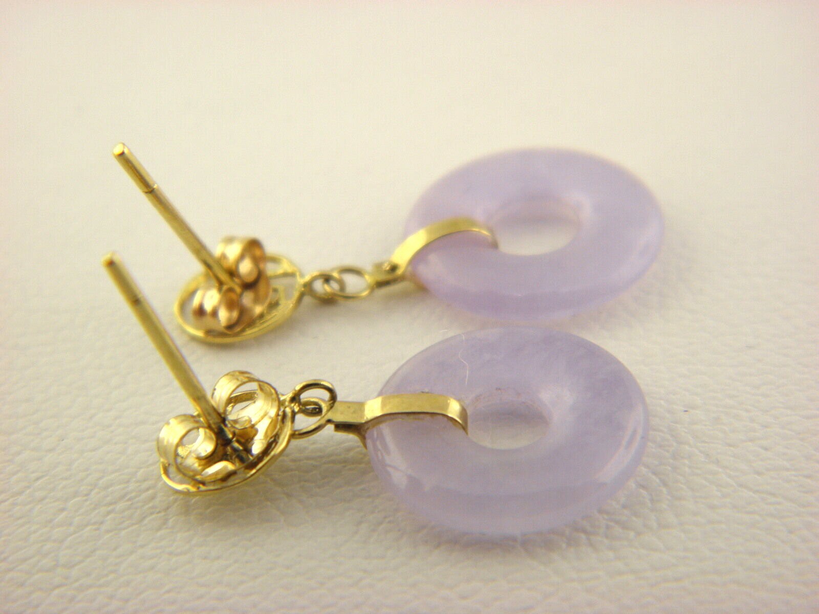 Purple Violet Chalcedony Dangle Disc Drop Earring… - image 5