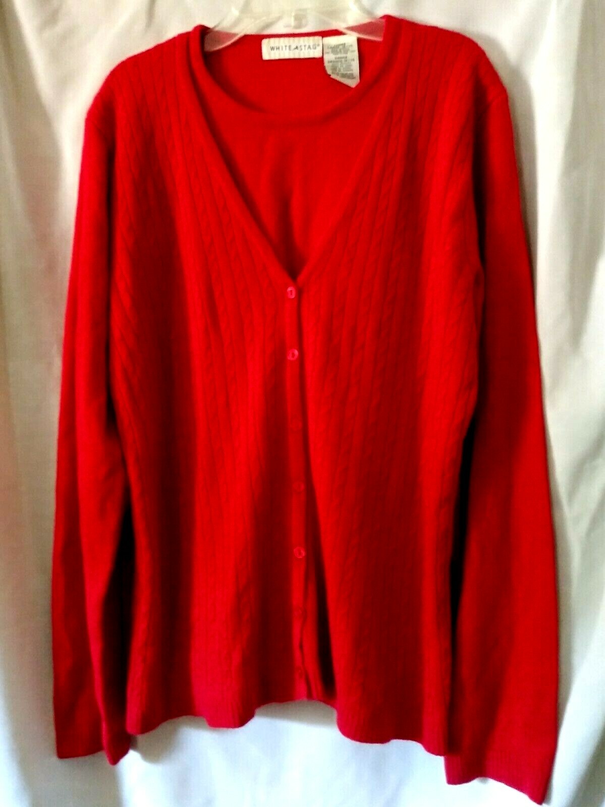 Red Pullover Sweater Women's Size 12-14 Large White Stag Brand Free Shipping