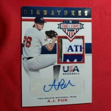 A.J. PUK AJ 2017 Panini Stars & Stripes USA Baseball PATCH TAG Autograph #4/8 sp