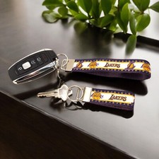 LA Lakers Keychain Wristlet Keychains, Key Fob, Zipper Pull Gift For Fan