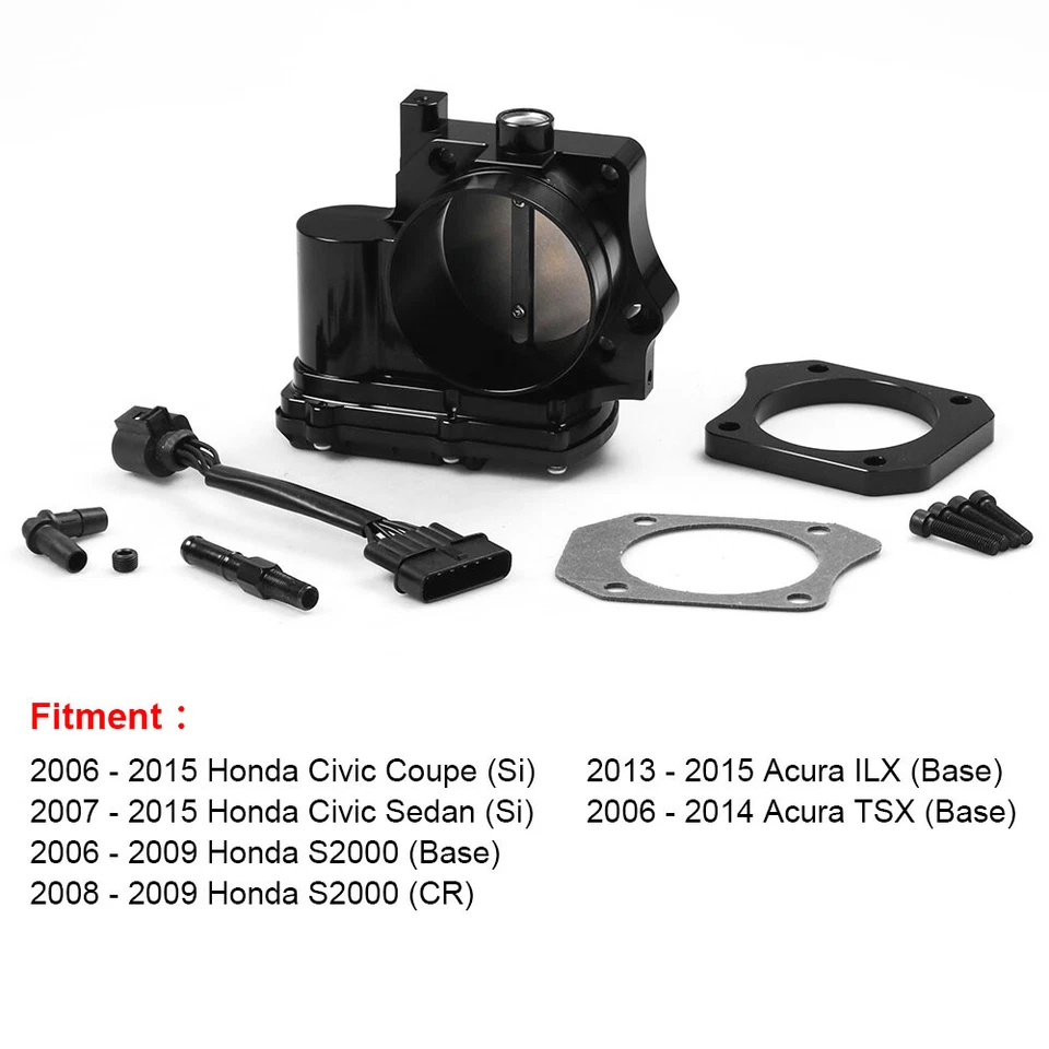 Cuerpo del acelerador 72 mm para Honda Civic Si S2000 CR Acura ILX TSX Drive By Wire negro Foto 3 de 4
