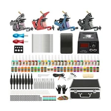 Solong Complete Tattoo Kit 4 Pro Machine Guns 54 Inks Power Supply Foot Pedal...