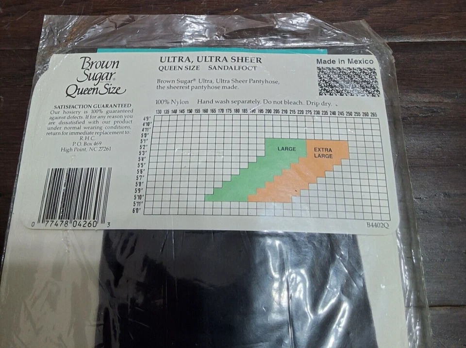 Brown Sugar Pantyhose Queen Size Sandalfoot B4402Q Navy EX Large #54 - Image 4 of 4
