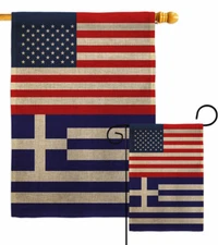 Greece US Friendship Burlap Garden Flag Decorative Gift Yard House Banner
