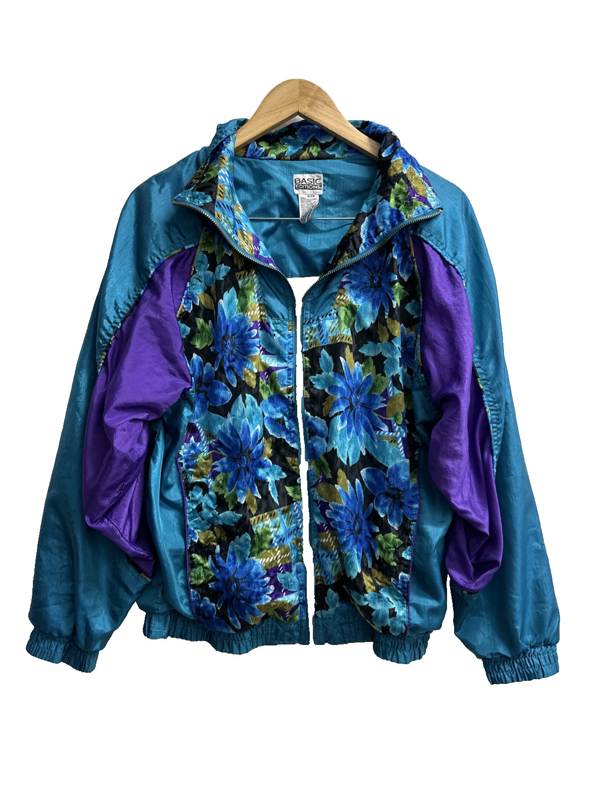 Vintage Floral Full Zip Windbreaker Basic Edition… - image 1