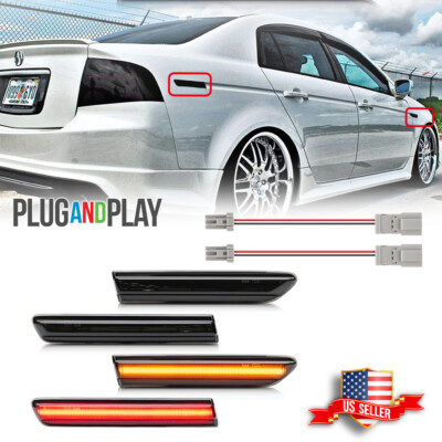 4x LED Smoked Front Rear Side Marker Lights For 2007-2008 Acura TL *Type S Only*