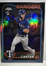 EVAN CARTER REFRACTOR 2024 Topps Chrome Rookie RC  Base #136 RANGERS