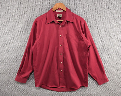L.L. BEAN Vintage Herren einfarbig rot knitterarm Freizeit Button Down Hemd M L