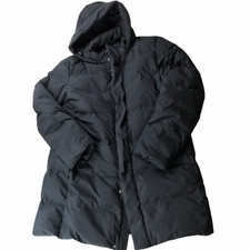 Uniqlo Women's Down Coat Winter Parka Long, Black Sz Large Full Zip Puffer Puffy