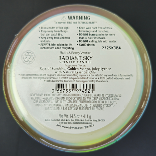 Bath & Body Works - Radiant Sky - Large 3 Wick Candle - New x2 - Picture 3 of 3