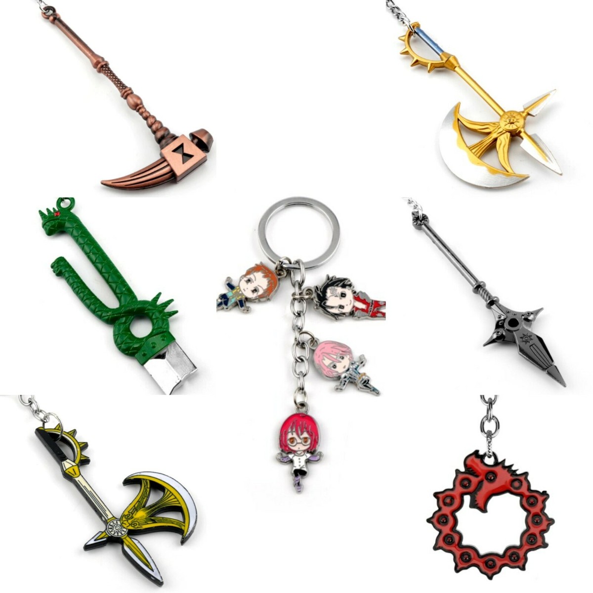 Anime Seven Deadly Sins Keyring Weapon Gideon Rhitta Dragon Handle