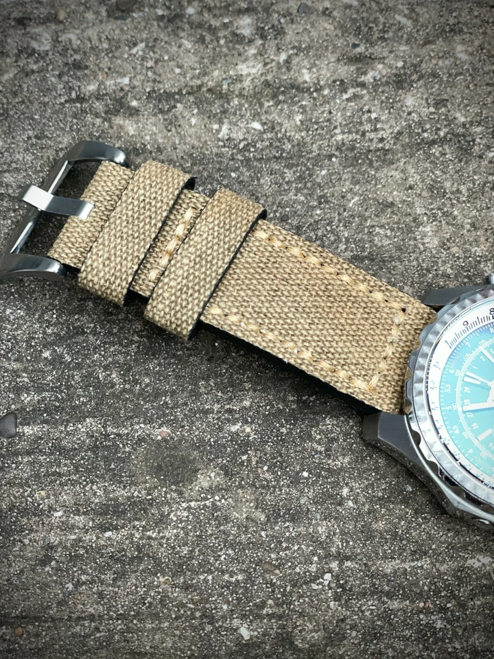 THICK BROWN CANVAS / LEATHER WATCH STRAP BAND - 20mm 22mm 24mm 26mm LUG - Изображение 4 из 4