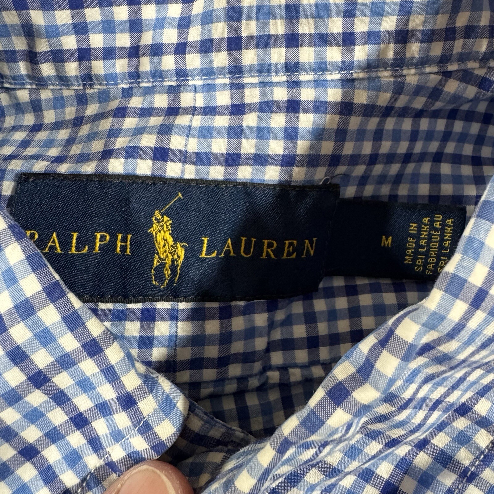 Ralph Lauren Camicia Uomo Blu Medio Viola Gingham Pony Logo
