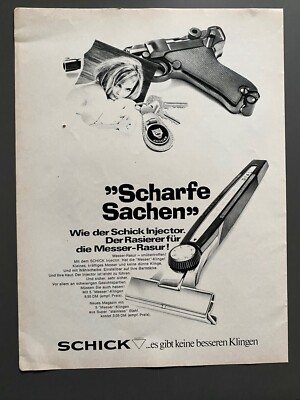 Schick Rasierklingen Parabellum P08 Original 1968 Vintage Advert Werbung Reklame