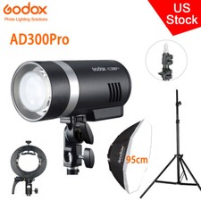 US Godox AD300Pro 2.4G TTL HSS Outdoor Flash S2 Bracket 95cm Softbox Stand Kit