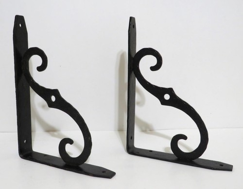Pair Shelf Brace Plant Hangers Wall Bracket Iron Metal Planter Hooks 8" Italy