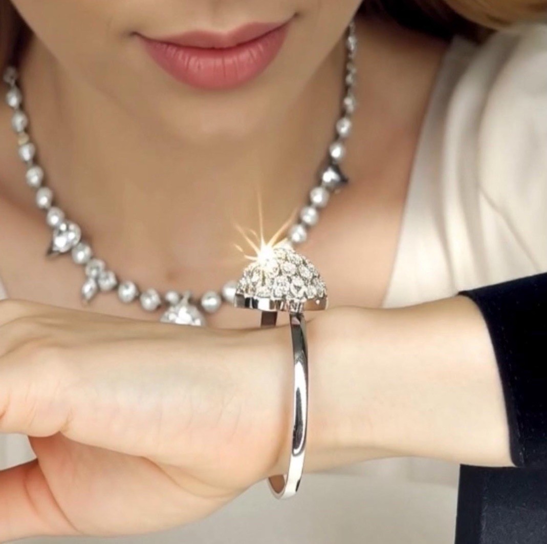 1940s Repurposed Rhinestone Bangle Adjustable Vin… - image 3