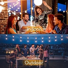 BRIGHTEVER 100FT LED OUTDOOR STRING LIGHTS PATIO LIGHT WITH 52 - BLACK