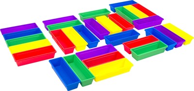 Craft & Pencil Trays, 9.25 x 3 x 1.9'' Each, Assorted Colors, Case of 6 5-Pack...