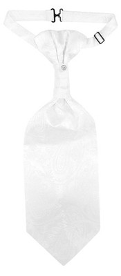 PreTied ASCOT Paisley WHITE Color Cravat Men's Neck Tie