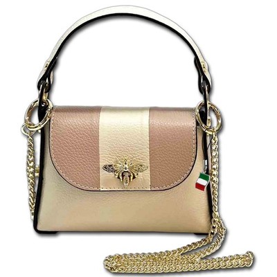 Florence Umhängetasche Biene Damen Handtasche Echtleder beige/rosa OTF833IA