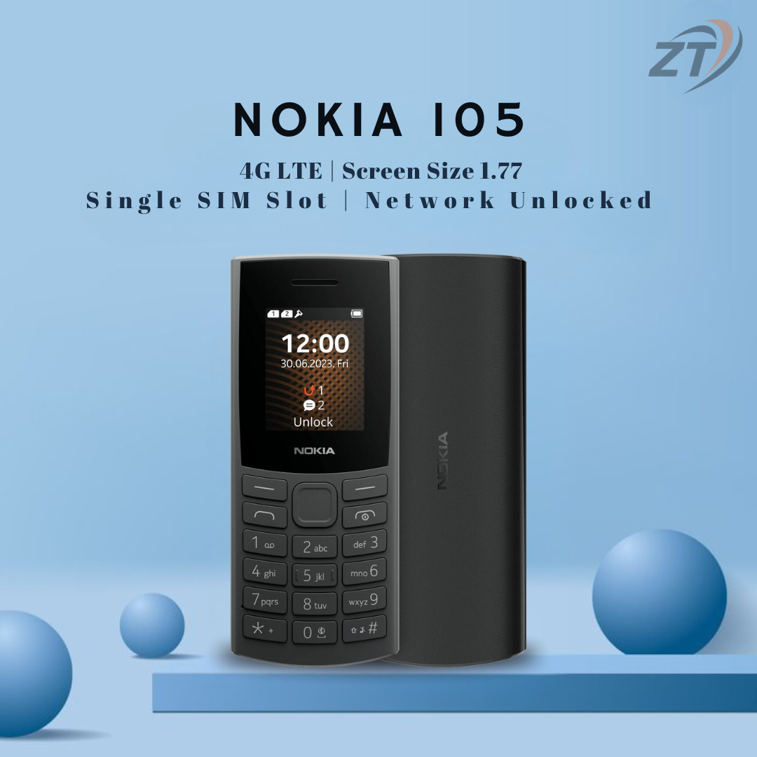Nokia 105 4G 2nd Edition 2024 TA-1691 - Dual Sim Mobile Phone / Black/ Unlocked