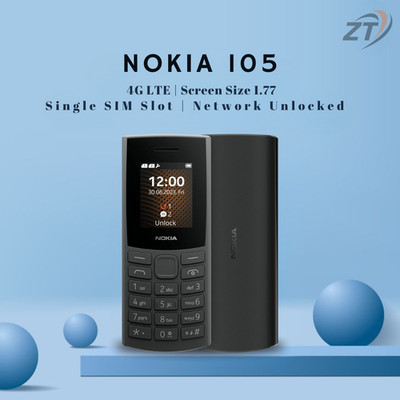 Nokia 105 4G 2nd Edition 2024 TA-1691 - Dual Sim Mobile Phone / Black/ Unlocked