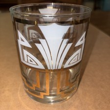 Georges Briard MCM Signed 22K Gold Trim Art Deco Glasses Set of 4