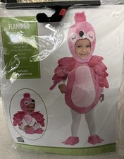 Pink Flamingo Halloween Costume Cute Infant 6-12 Months Tunic Wings Hood Booties