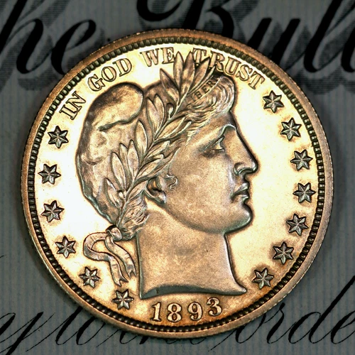 * 1893 * PRISTINE+ GEM BU PROOF BARBER HALF-DOLLAR * FROM COLLECTION
