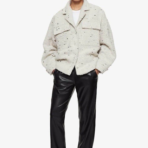 ANINE BING Leon Jacket Grey-White Tweed Wool Blend Sz AU S/US 4 Boxy Oversized image 3